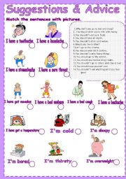 English Worksheet: Suggestions&Advices