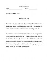 English worksheet: Reading comprehension