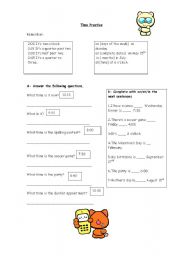 English worksheet: TIME PRACTICE