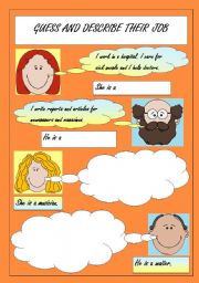 English Worksheet: Jobs: Easy reading and writing activity for young ones
