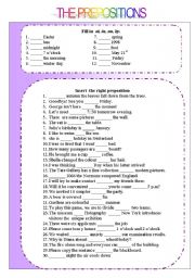 English Worksheet: mix preposition