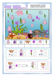 English Worksheet: How many sea animals