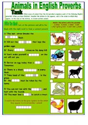 English Worksheet: Animals in English proverbs (2nd worksheet)