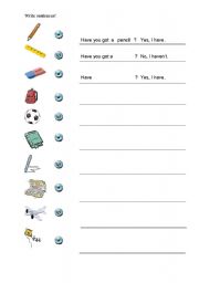 English worksheet: Have you got ...?