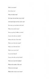 English Worksheet: QUESTION FOR TRINITY 2