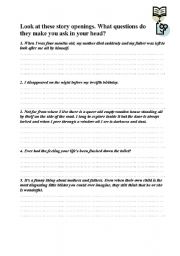 English worksheet: Openers worksheet