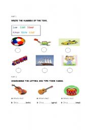 English Worksheet: TOYS AND SHAPES