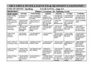 English Worksheet: Spelling Grid