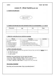 English Worksheet: lesson28:About teachers first year Tunisian pupils