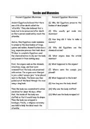 English Worksheet: Reading Comprehension in Egypt theme