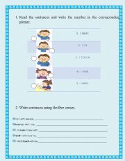 English Worksheet: the five senses