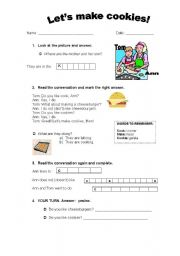 English Worksheet: Lets make cookies!