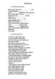 Patience - Guns N´ Roses - ESL worksheet by Flavia Terhaag