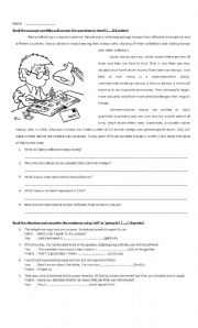 English Worksheet: Reading Comprehension (Stamp Collector) and Future Tense