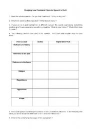 English Worksheet: The Rhetorics of President Obamas Speech
