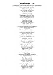 English Worksheet: Celine Dion Lyrics