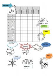 English Worksheet: Weather battleship game