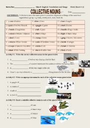 English Worksheet:  collective nouuns