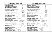 English worksheet: vertebrates song