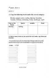English Worksheet: Review of vocabulary suited for the 7th grade