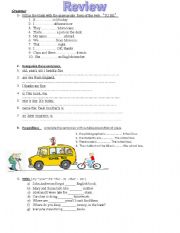 English Worksheet: Review of units 1-2-3 English Horizons