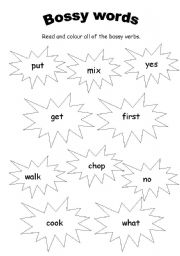 English worksheet: Bossy Words