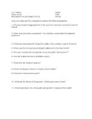 English Worksheet: Southern Colonies Motivation