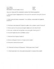 English worksheet: Southern Colonies Motivation