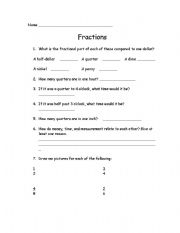 English worksheet: Simple Fractions