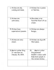 English worksheet: Fact & Opinion game