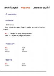 English Worksheet: Bre vs. Ame