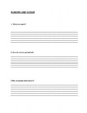 English Worksheet: rumors and gossip