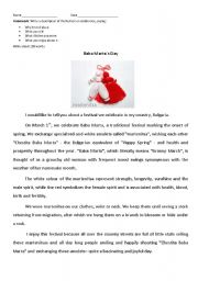 English worksheet: Baba Marta`s Day in Bulgaria