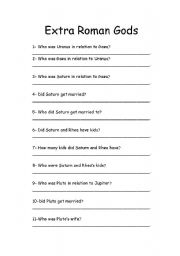 English worksheet: Roman Gods