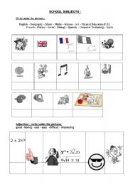 English worksheet: School Subjects