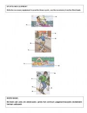 English worksheet: sports equipment