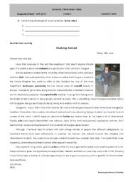 English Worksheet: Studying abroad