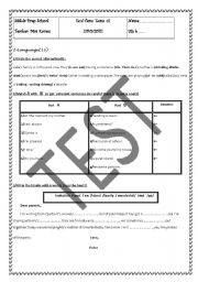 English Worksheet: end of term test n1 7th form