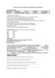 English Worksheet: written test for lower intermediate students including used to, enough too,relative clause,past cont. and summary writing...