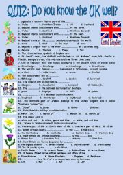 English Worksheet: Quiz Do you know the UK well?