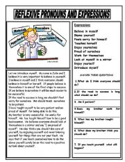 English Worksheet: REFLEXIVE PRONOUNS AND EXPRESSIONS