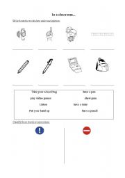 English worksheet: rules in the classroom