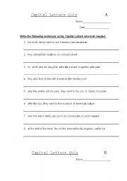 English Worksheet: Capital Letters Quiz