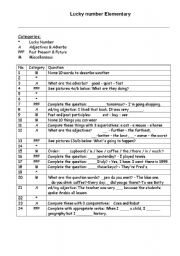 English worksheet: Lucky Number Elementary