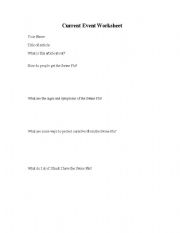 English worksheet: Current Even Worksheet