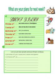 English Worksheet: What are your plans for next week?