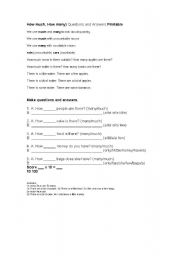 English worksheet: how many how much