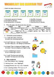 English Worksheet: Vocabulary and Grammar Test