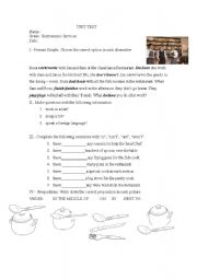 English Worksheet: Present simple for Cooking students