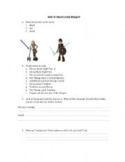 How to train your dragon (worksheet to do after watching the movie)